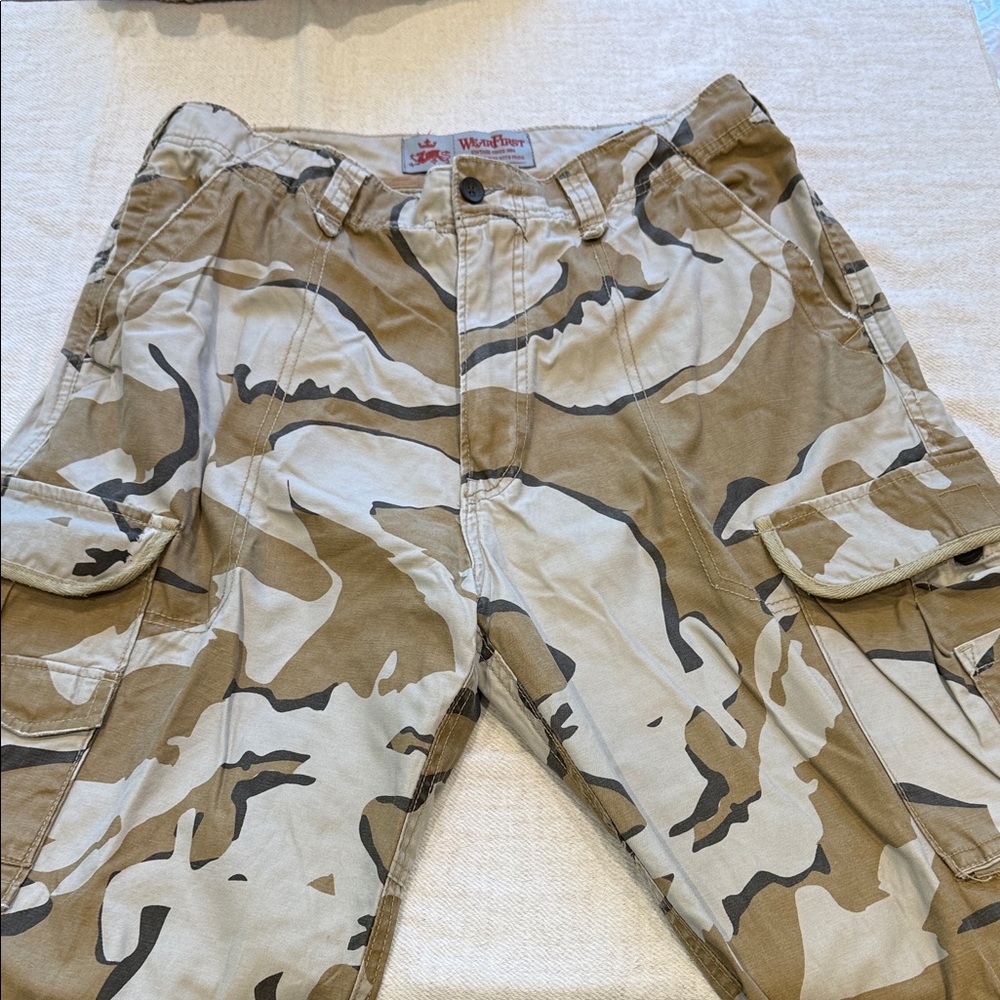 Y2K Wear First Men's Cargo Pants - Tan and Olive Sz 34-34